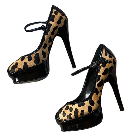 ALDO Leopard Print Pony Hair Peep Toe Platform - Picture 5 of 9